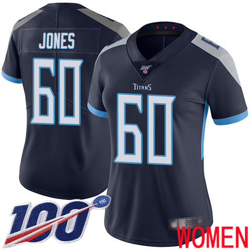 Tennessee Titans Limited Navy Blue Women Ben Jones Home Jersey NFL Football #60 100th Season Vapor Untouchable->tennessee titans->NFL Jersey